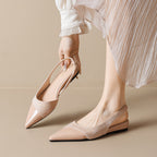 Damen elegante Slingback-Pumps mit modernem Materialmix