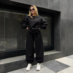 Damen komfortables und modisches Oversized-Loungewear-Set mit Kordelzug und elastischen Bündchen R&B