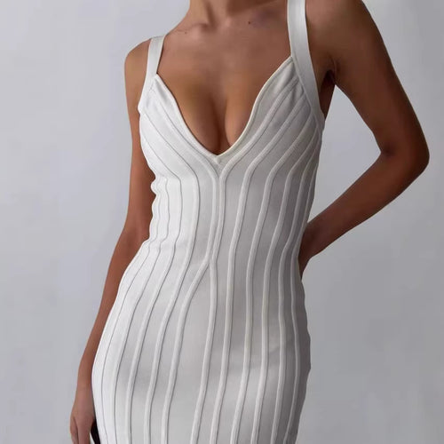 Damen Figurbetontes Maxikleid mit tiefem V-Ausschnitt R&B