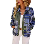 Damen Gemusterte Plüschjacke mit hohem Kragen und Druckknopfverschluss R&B