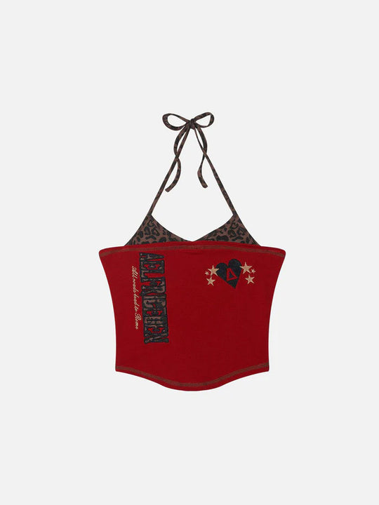 Damen Bunt bedrucktes Crop-Top mit Halterneck R&B