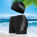 Herren Sportliche Schwimmshorts mit passender Badekappe R&B