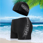 Herren Sportliche Schwimmshorts mit passender Badekappe R&B