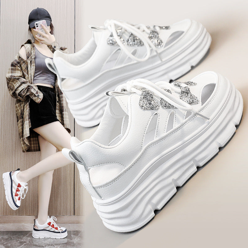 Damen Sportliche Plateau-Sneakers mit funkelnden Akzenten und trendigem Design R&B