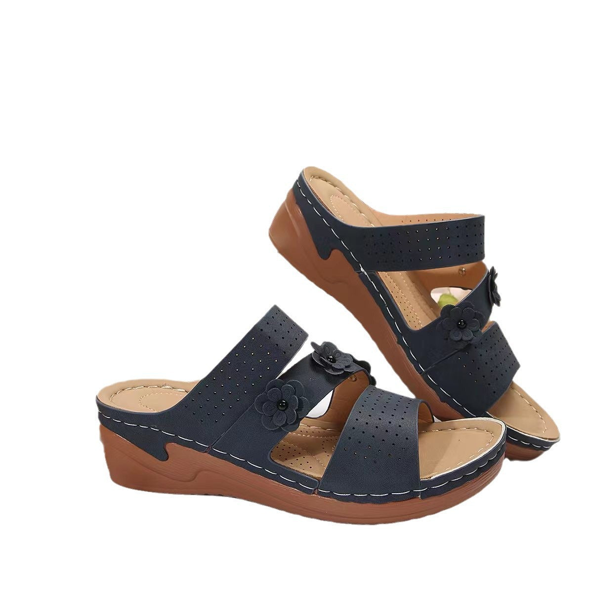 Damen komfortable Wedgesandalen mit floralem Design R&B