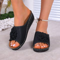 Damen Slip-On Pantoletten mit dekorativer Blütenapplikation R&B