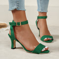Damen Elegante High Heel Sandalen mit verspieltem Riemendesign R&B