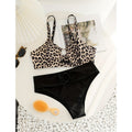 Damen Triangel-Bikini-Set mit modischem Tiermuster und knotendem Höschen R&B