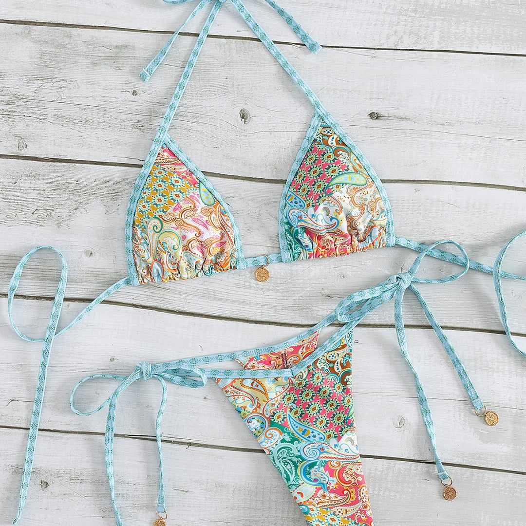 Damen Triangel-Bikini mit verspieltem Muster R&B