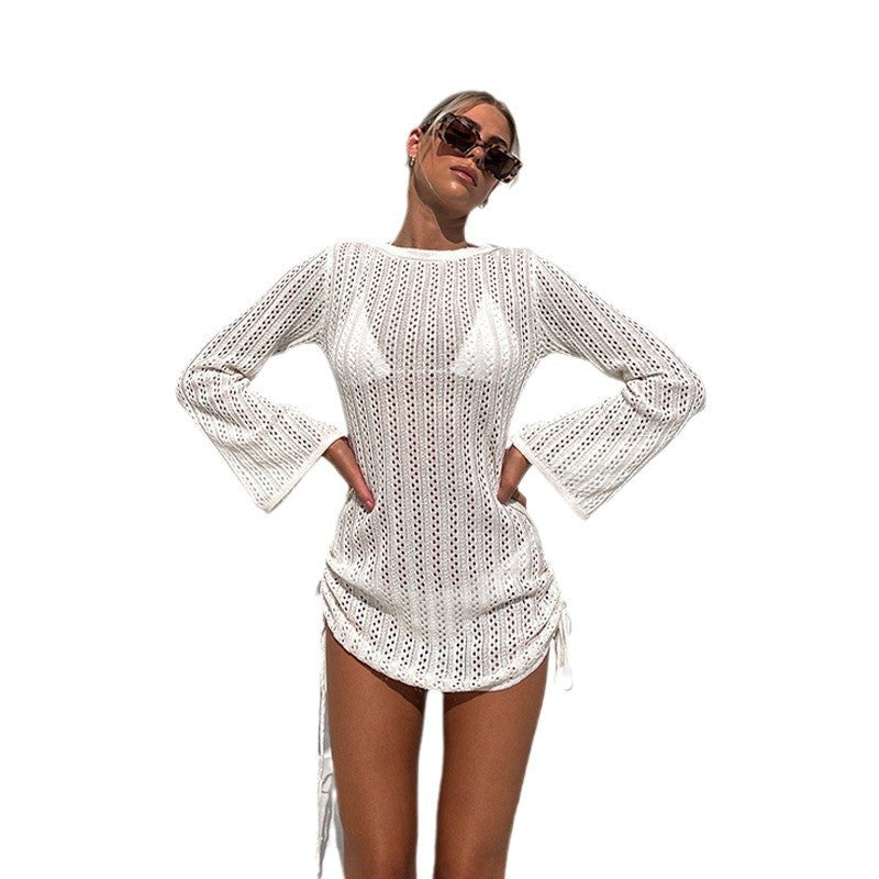 Damen strandfreundliches Netzkleid mit seitlichen Schnürungen R&B