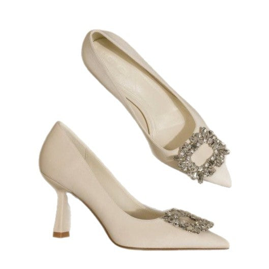 Damen elegante Stiletto-Pumps mit funkelnder Strass-Schnalle R&B