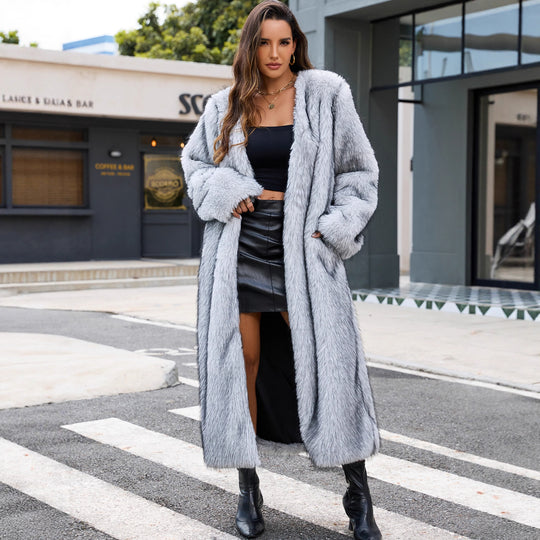 Damen Luxuriöser Kunstpelzmantel mit großzügigem Schnitt R&B