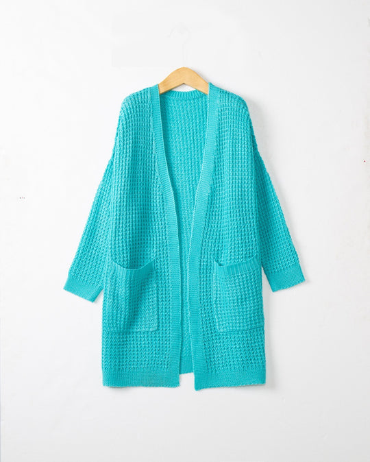 Damen lässiger Strickcardigan mit Taschen und offenem Schnitt R&B