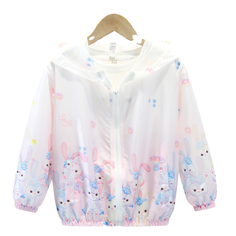 Damen nan leichte transparente Regenjacke für Mädchen mit Kapuze und verspieltem Cartoon-Print R&B