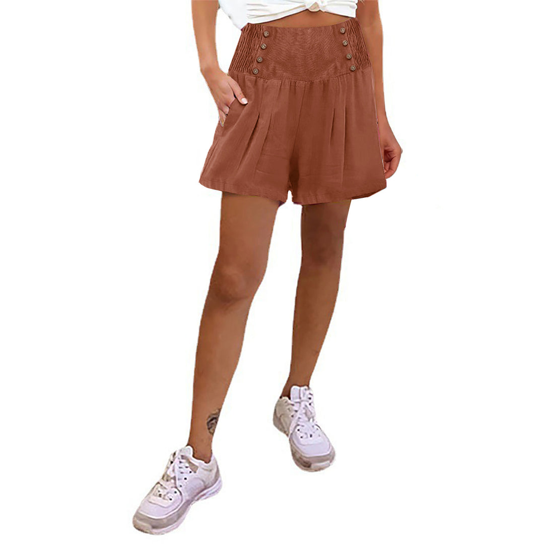 Damen elegante Shorts mit hohem Bund und Knopfdetail R&B