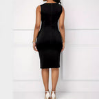 Damen figurbetontes Kleid mit Blockstreifen und eleganter Schnittführung R&B