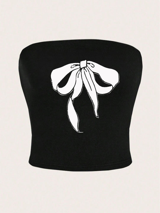 Damen Bandeau-Oberteil mit fruchtigem Motiv und figurbetontem Schnitt R&B