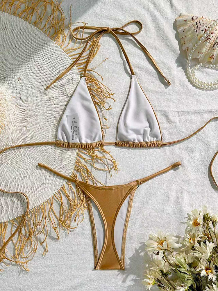 Damen Triangel-Bikini mit schicker Fransenverzierung