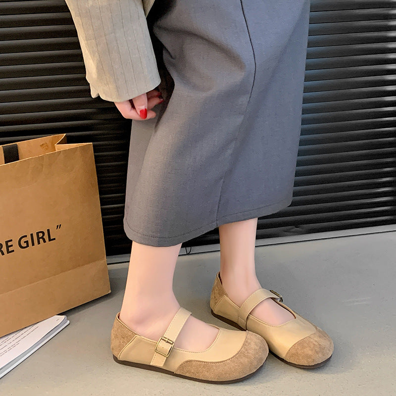 Damen schicke Ballerinas mit verstellbarem Riemen und elegantem Wildlederbesatz R&B