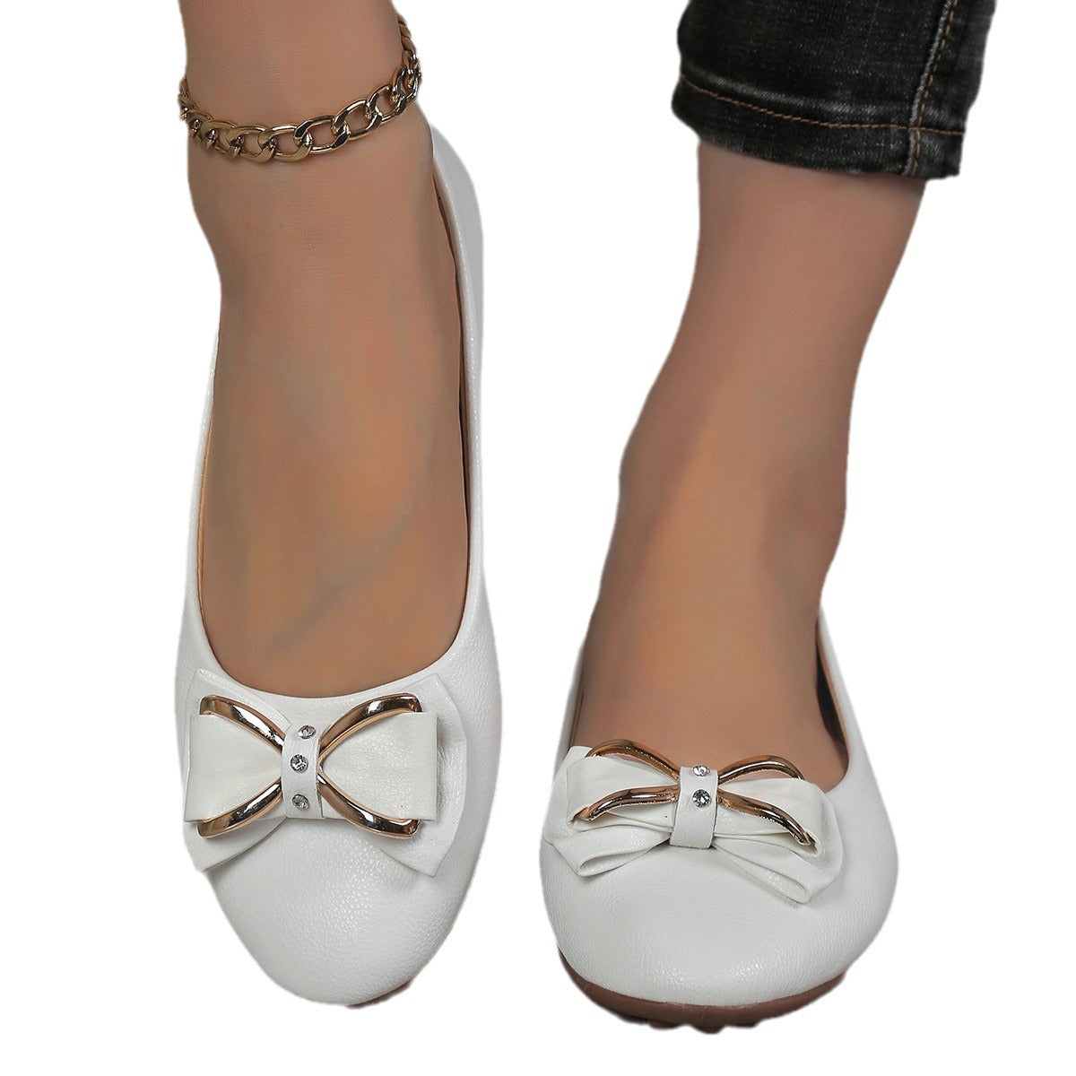 Damen Ballerinas mit funkelnder Schleifenapplikation und rutschfester Sohle R&B