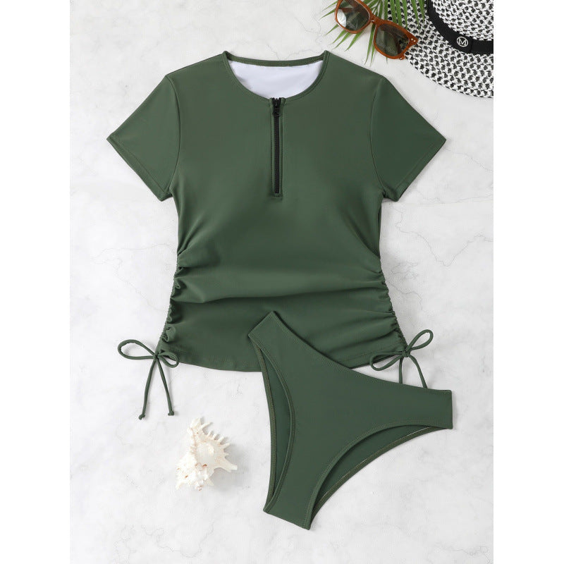 Damen Sportliches Bikini-Set mit kurzem Oberteil und verstellbaren Seiten R&B