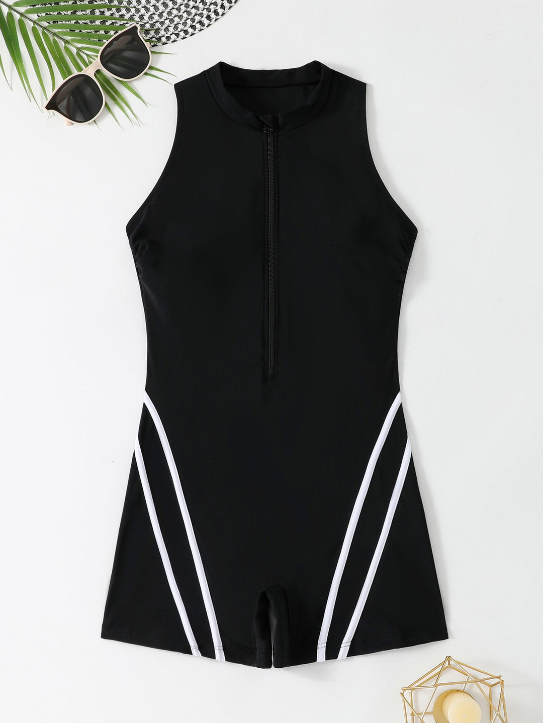 Damen Sportlicher Schwimmanzug mit Reißverschluss R&B