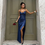 Damen Elegantes Wickelmaxikleid mit schimmerndem Effekt R&B