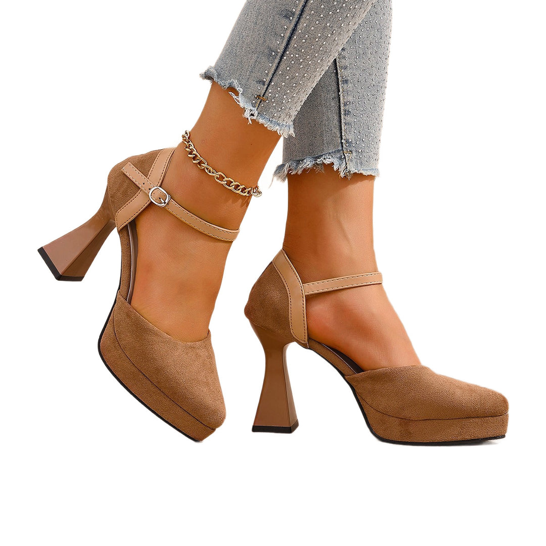Damen Elegante Plateau-Pumps mit Riemchen R&B
