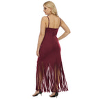 Damen Maxikleid mit fransigem Design R&B