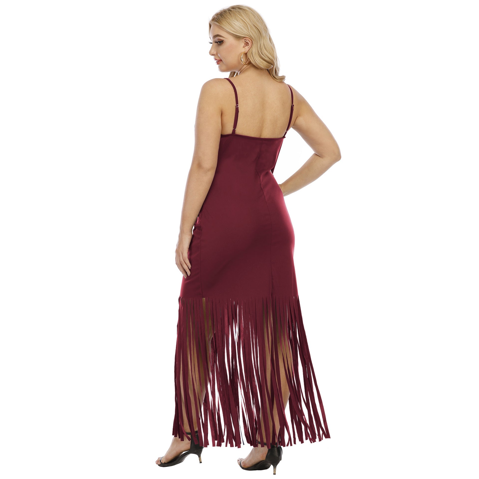 Damen Maxikleid mit fransigem Design R&B