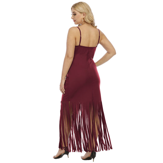 Damen Maxikleid mit fransigem Design R&B