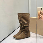 Damen Elegante Overknee-Stiefel mit modischem Schnallen-Detail und weichem Wildleder R&B