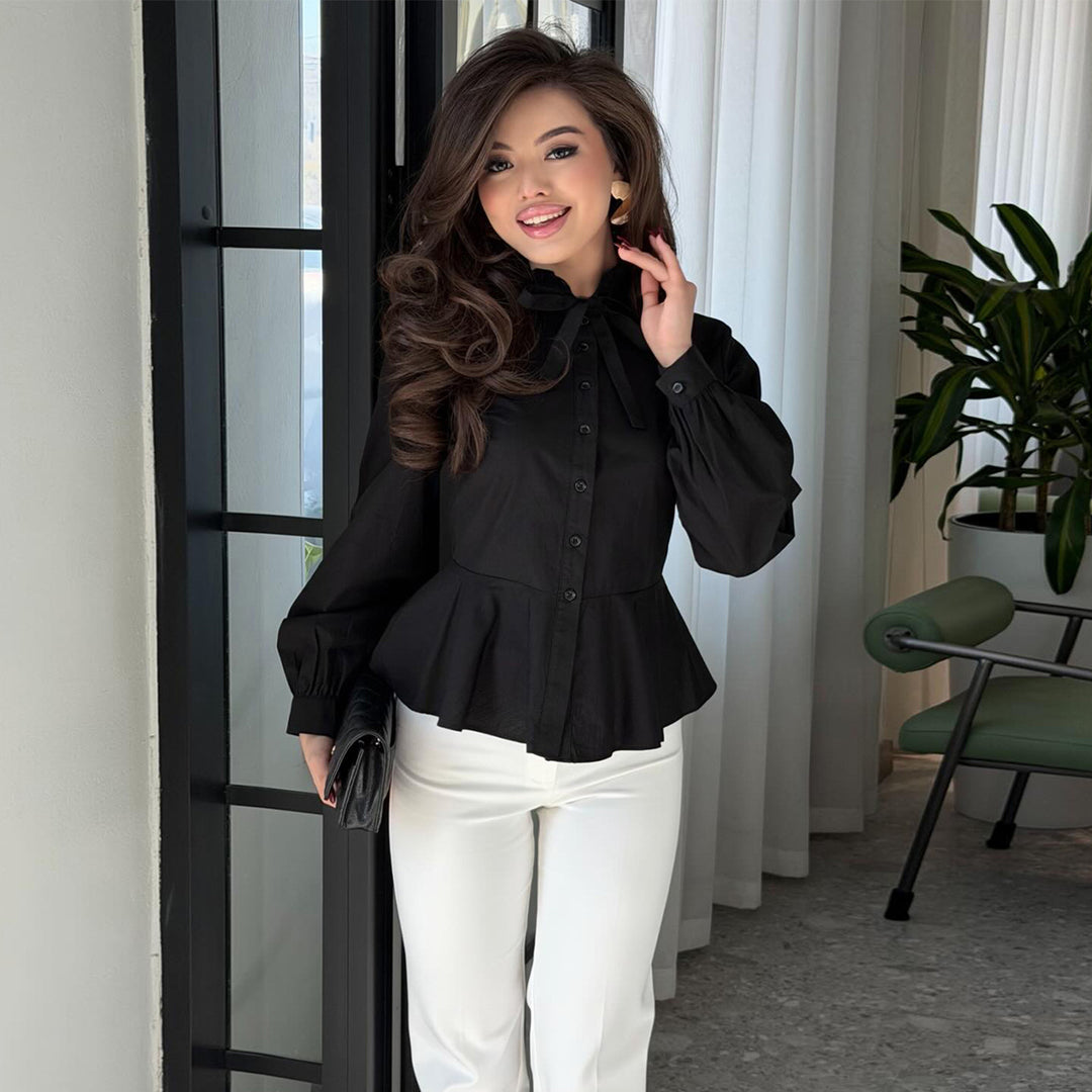 Damen Bluse mit Rüschendetail und schmeichelndem Schnitt R&B