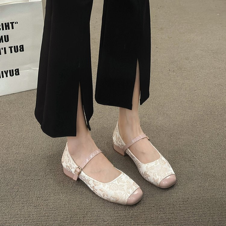 Damen Ballerinas mit zierlichem Riemen und floralem Design R&B