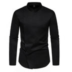 Herren Langarmhemd mit asymmetrischem Knopfdesign