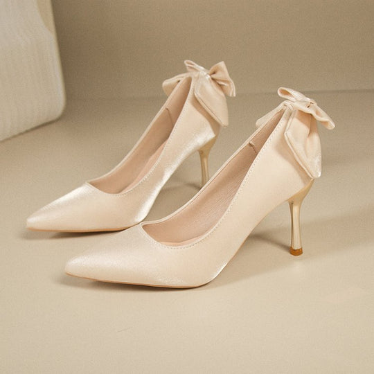 Damen elegante Spitzen-Pumps mit modischem Schleifenakzent R&B