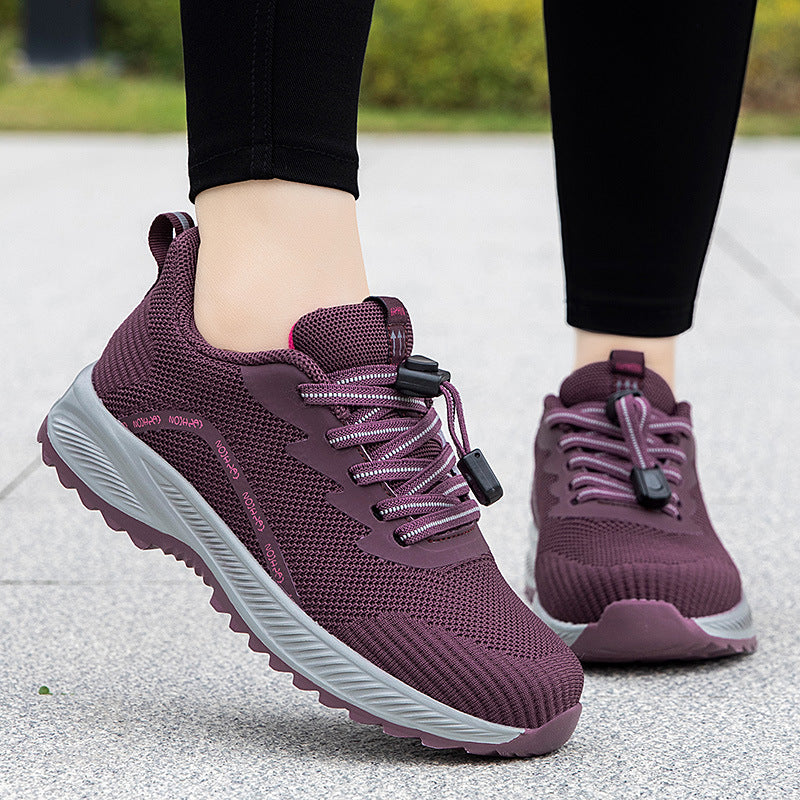 Damen komfortable Laufsneaker mit elastischem Schnellverschluss und atmungsaktiver Mesh-Oberfläche R&B