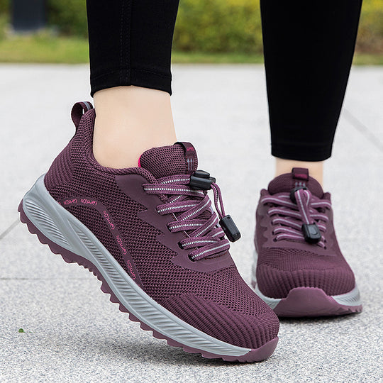 Damen komfortable Laufsneaker mit elastischem Schnellverschluss und atmungsaktiver Mesh-Oberfläche R&B