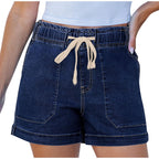 Damen bequeme Denim-Shorts mit Gummizug und praktischen Taschen