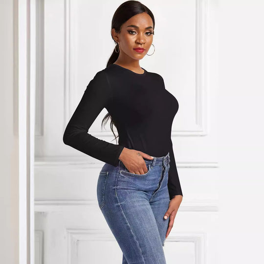 Damen Eleganter Langarmbody mit hohem Beinausschnitt R&B