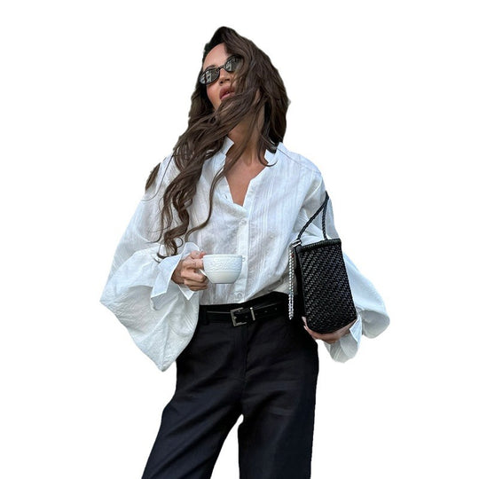 Damen elegante Bluse mit voluminösen Ärmeln R&B