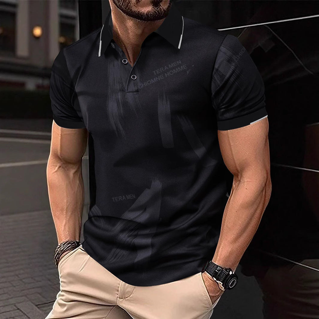 Herren modisches Poloshirt mit grafischen Akzenten und atmungsaktiven Eigenschaften
