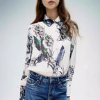 Damen Bluse mit floralem Druck und edler Knopfleiste R&B