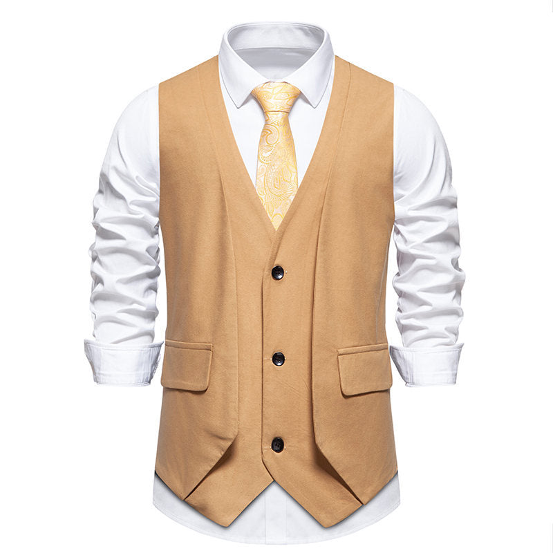 Herren elegante Weste mit doppelter Knopfleiste und praktischen Taschen