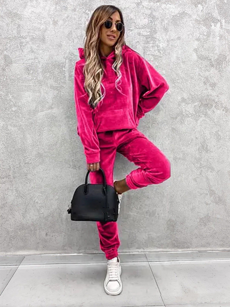 Damen kuscheliges Fleece-Set mit oversized Hoodie und bequemen Jogginghosen R&B