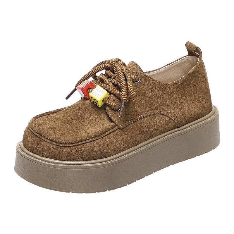 Damen Plateau-Schnürschuhe aus Wildleder mit attraktiven Details R&B