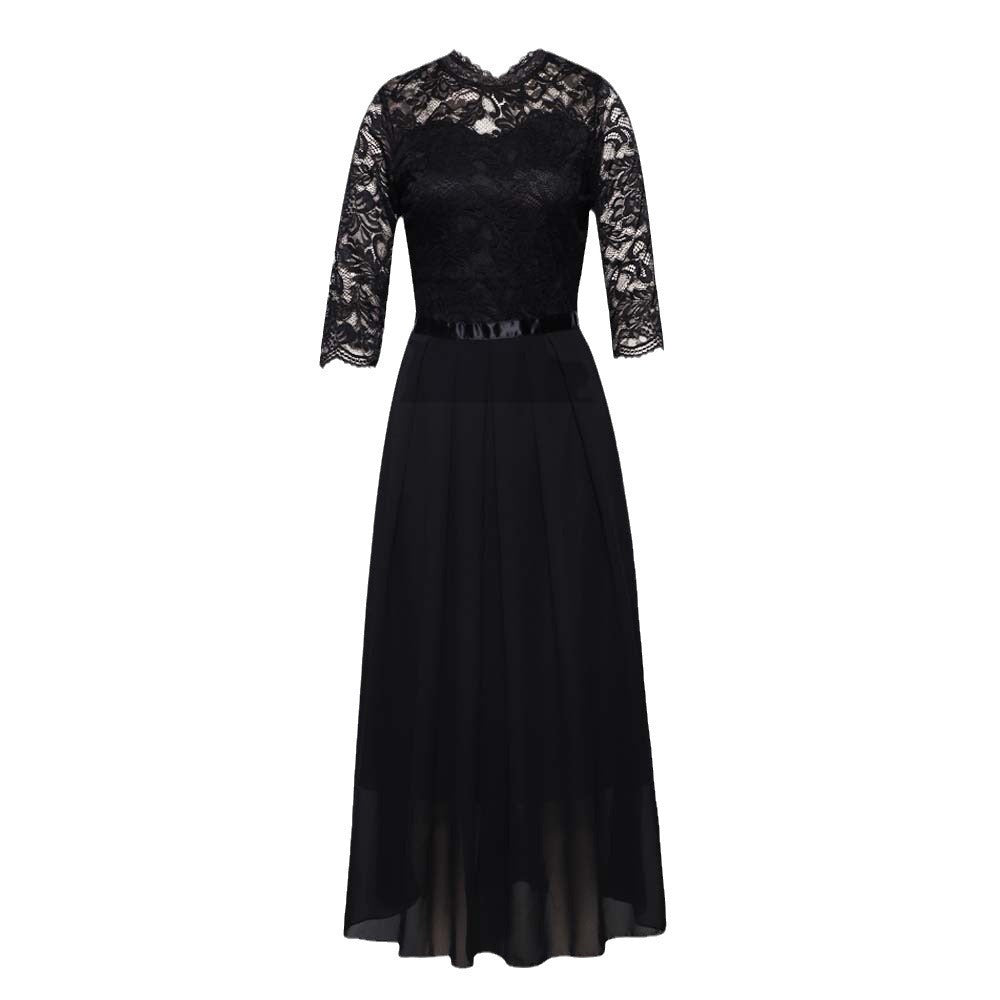 Damen Elegantes Maxikleid mit spitzen Ärmeln und feiner Chiffon-Optik R&B