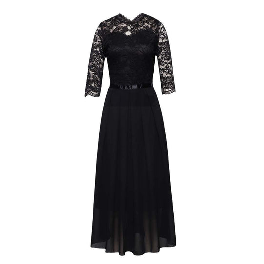 Damen Elegantes Maxikleid mit spitzen Ärmeln und feiner Chiffon-Optik R&B