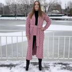 Damen Grobstrickmantel mit offenem Schnitt und praktischen Taschen R&B
