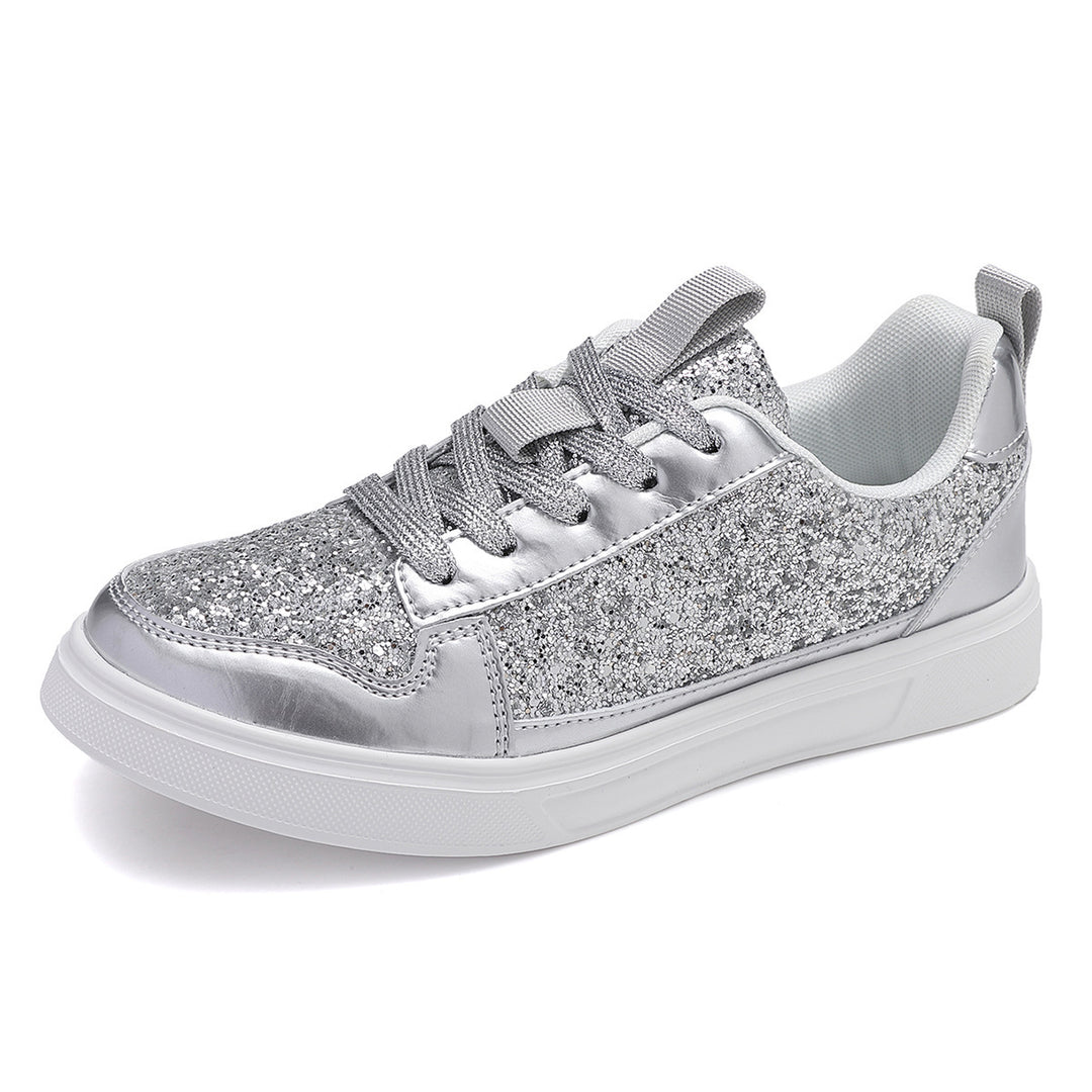 Damen nan Glitzer-Freizeitsneaker mit Metallic-Details, gepolstertem Einstieg und rutschfester Gummisohle R&B